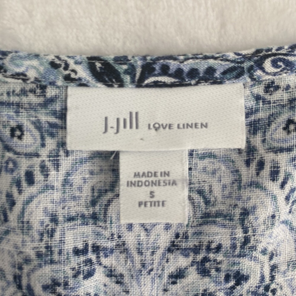 J.Jill Love Linen Maxi Dress Sz S Petite Blue Sleeveless 100% Linen Resort - Picture 7 of 9